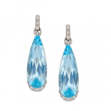 Blue Topaz Teardrop Earrings In White Gold With Diamonds